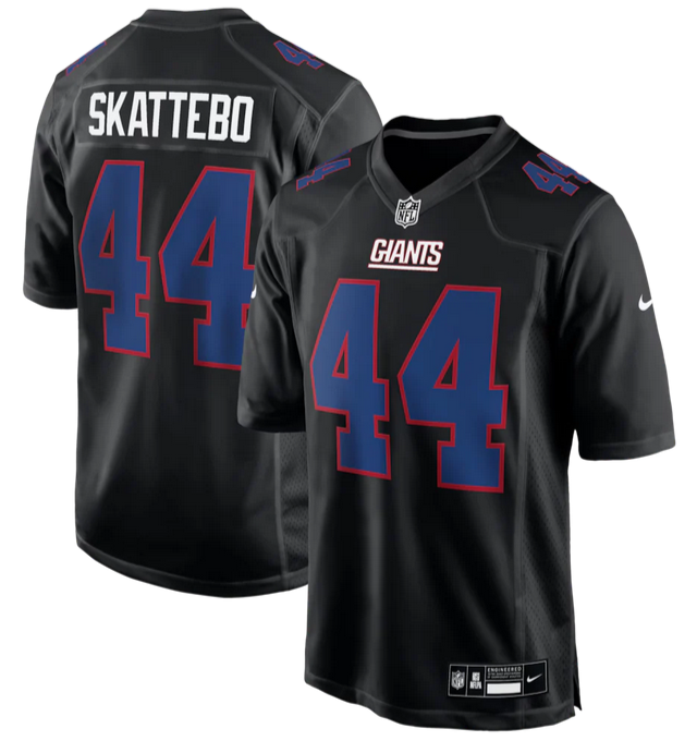 Men's New York Giants #44 Cam Skattebo Black Fashion Stitched Game Jersey